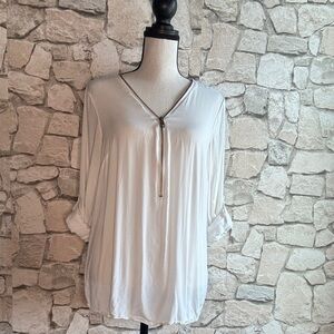 New Look White Blouse with Zipper Detail